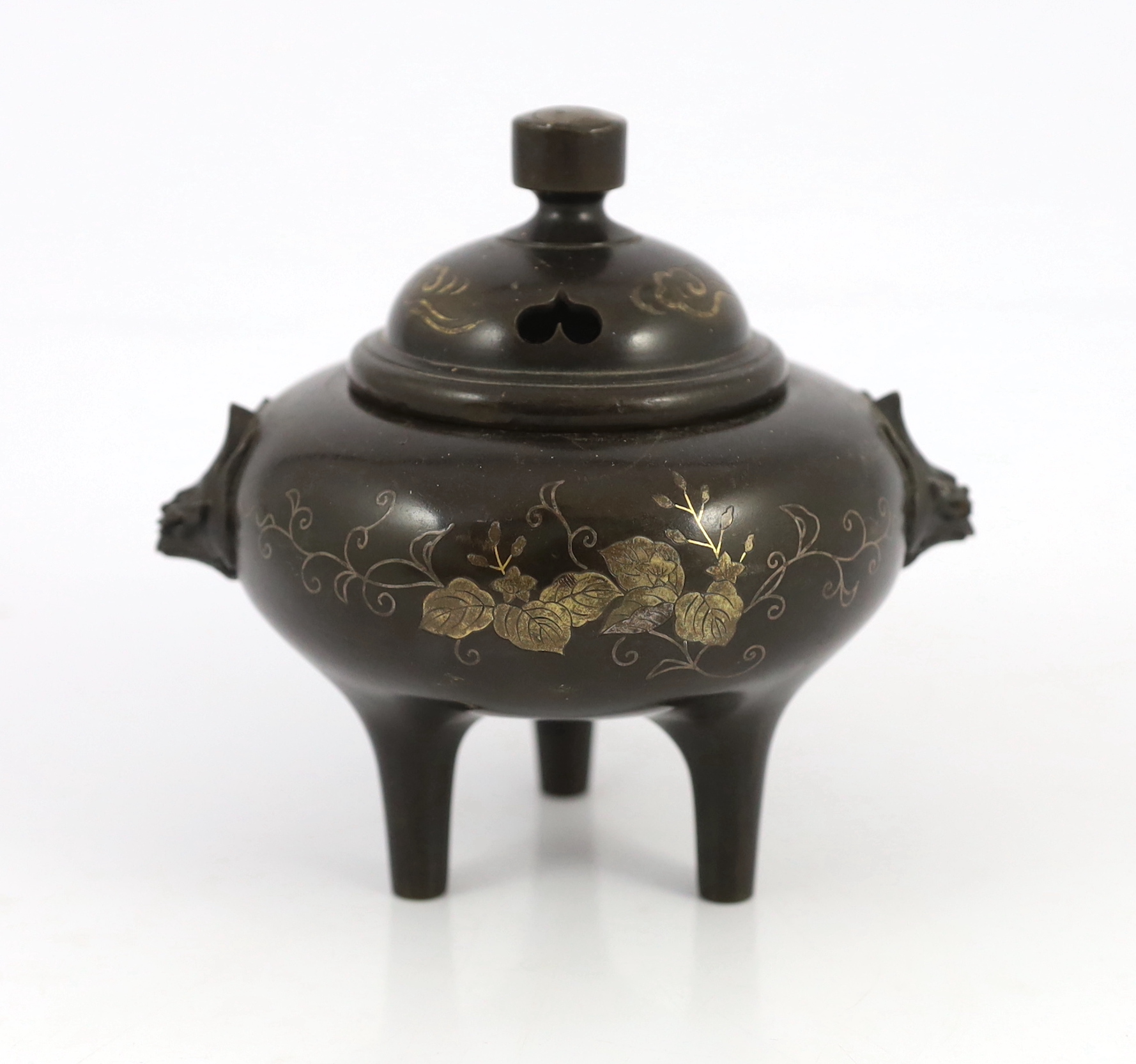 A Japanese bronze koro, 13cm high